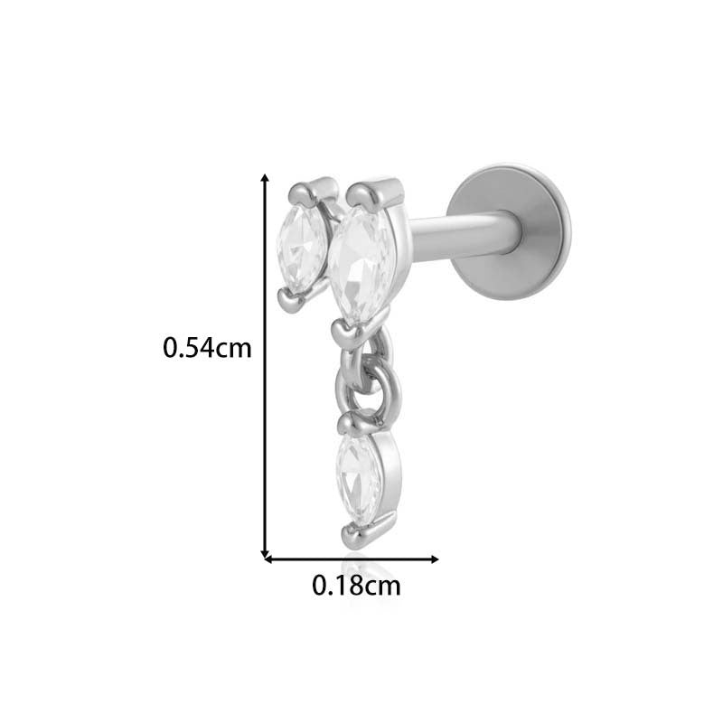 Titanium Internally Threaded  CZ Cartilage Stud – Hypoallergenic Piercing Jewelry