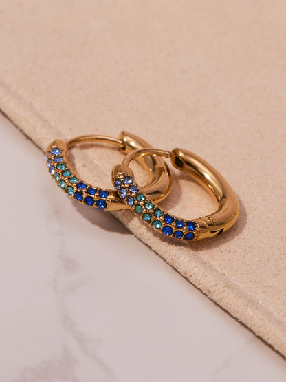 Luxury Minimalist Geometric Hoop Earrings with Micro Inlay Cubic Zirconia | Fashion Jewelry Set