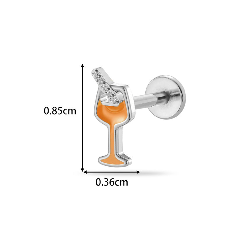 G23/F136 Titanium Heart & Snake Design Internally Threaded Lip Labret Studs | Zircon Piercing Jewelry for Cartilage, Helix, Tragus, and Lip