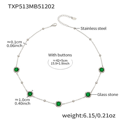 Candy Color Glass Stone Jewelry Set – Stainless Steel Necklaces, Bracelets & Earrings