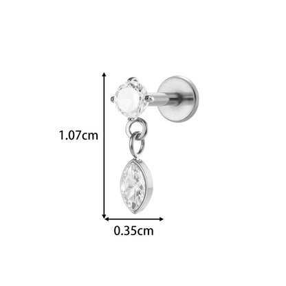 Implant Grade ASTM F136 Titanium Threadless Push Pin Sun Zircon Flat Back Stud | Geometric Helix Cartilage Tragus Lip Piercing Jewelry
