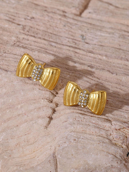 Stainless Steel Butterfly Earrings Rhinestone & Glass Stone Fashion Earrings