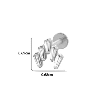 F136 Titanium Zircon Labret Studs | Internally Threaded Cartilage Piercing Jewelry in Gold & Silver
