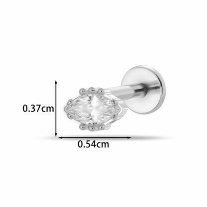 Implant Grade G23 ASTM F136 Titanium Micro CZ Flat Back Cartilage Stud | Internal Thread 16G Helix Tragus Earring