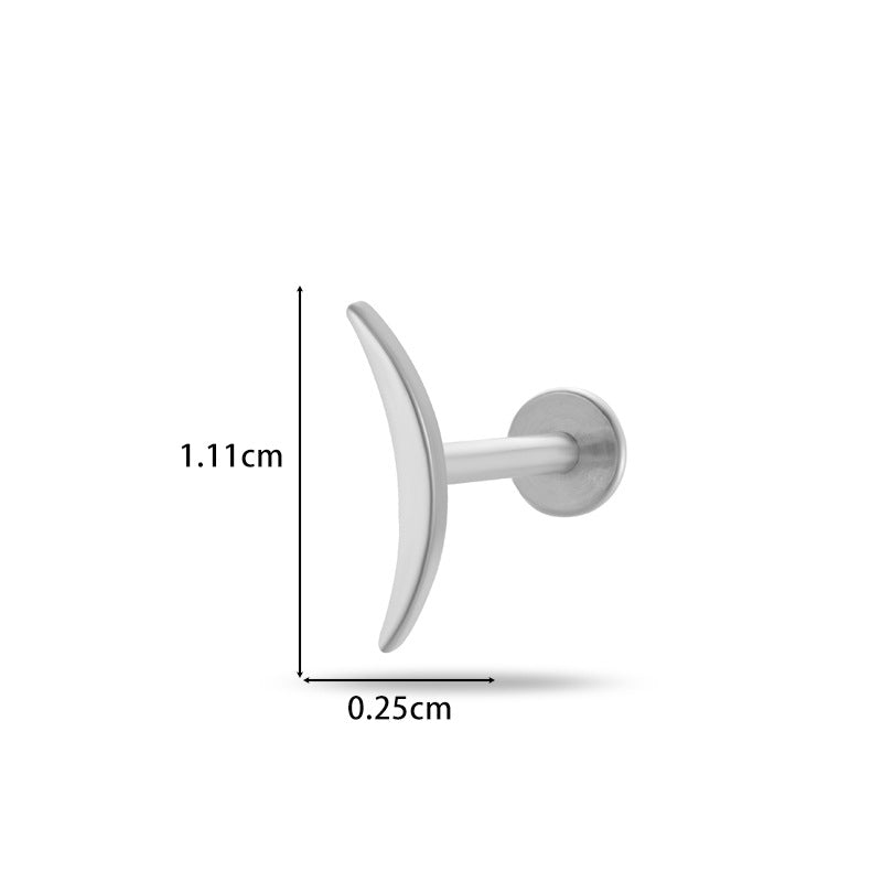 G23/F136 Titanium Moon & Star Push Pin Stud – Flat Base Lip & Ear Cartilage Piercing Jewelry | 12 Styles