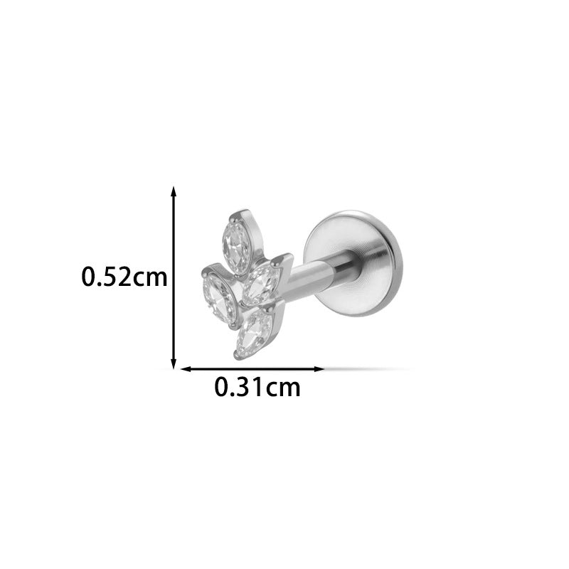 G23/F136 Titanium CZ Heart Flower Carousel Internal Thread Lip & Cartilage Stud | 10 Styles