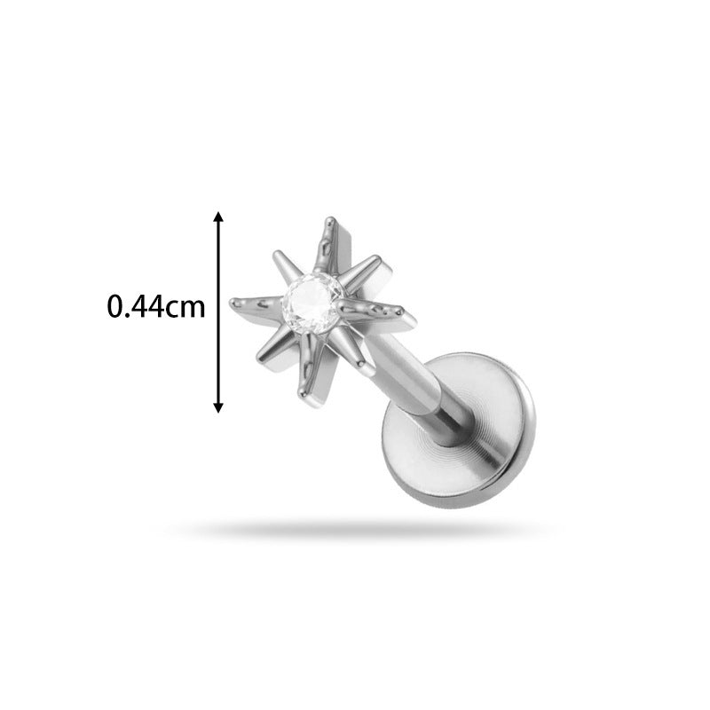 Implant Grade ASTM F136 Titanium Threadless Push Pin Zircon Flat Back Stud | Minimal Helix Cartilage Tragus Lip Piercing Jewelry