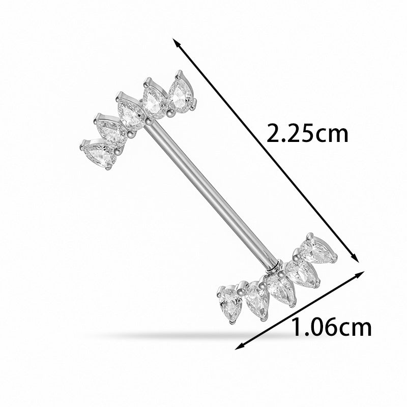 G23 Titanium Nipple Ring with CZ Gem | F136 Implant Grade Barbell Piercing Jewelry