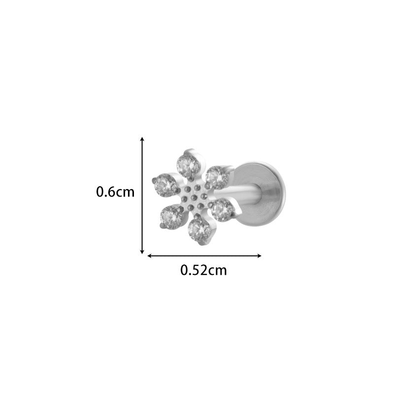 F136 Titanium Internally Threaded CZ Cartilage Stud Earrings – Flat Back Piercing Jewelry