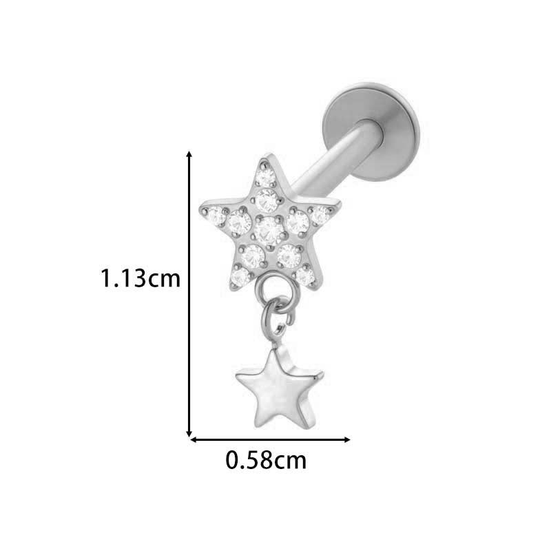 F136 Titanium Internally Threaded Dangling CZ Cartilage Stud – Hypoallergenic Piercing Jewelry