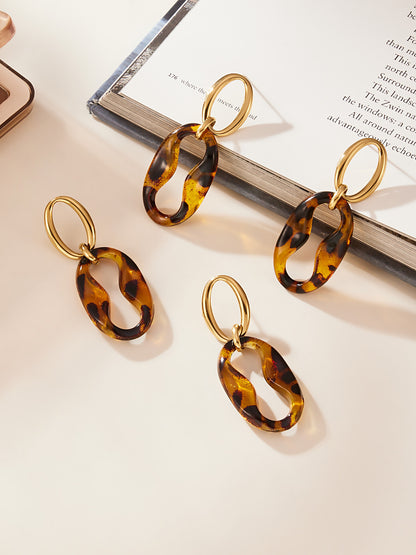Geometric Resin Jewelry Set – Stainless Steel Necklace Bracelet Earrings | Chic Fashion Statement Set for Women