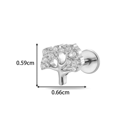 G23/F136 Titanium Internally Threaded Zircon Piercing Jewelry Lip Stud & Cartilage Earring – Elegant Sparkle Design, 1.2×8mm Rod, Gold & Silver