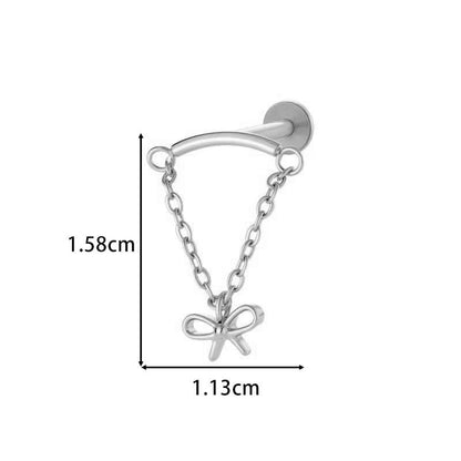 F136 Titanium Zirconia Chain Pendant Stud – Internally Threaded Flat-Back Cartilage Piercing Jewelry