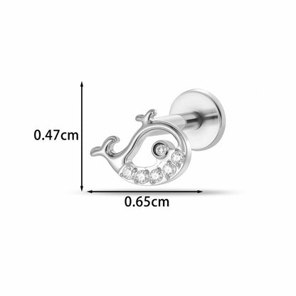 Implant Grade G23 ASTM F136 Titanium CZ Labret Stud | Internal Thread 16G Flat Back Lip & Cartilage Earring