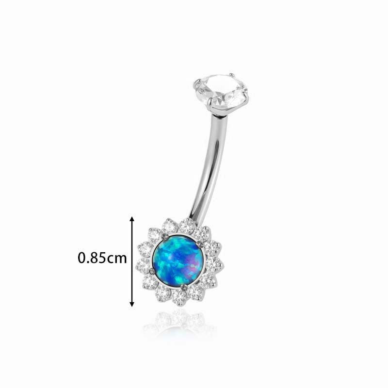 G23/F136 Titanium Flower CZ Internally Threaded Belly Button Ring – Stylish Navel Piercing Jewelry