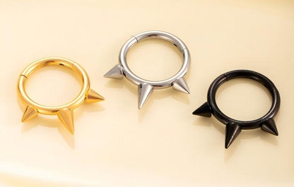 G23 Titanium Spike Hoop Earrings | Hypoallergenic Hinged Clicker Piercing Jewelry for Men & Women