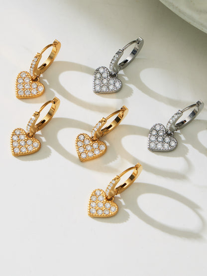 Hollow Heart Zircon Stainless Steel Necklace Bracelet Anklet Earrings – Minimalist Romantic Jewelry Set