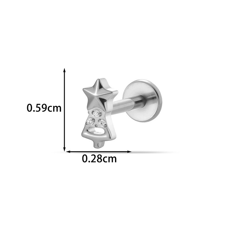 G23/F136 Titanium Micro CZ Internal Thread Piercing Jewelry – Christmas Tree, Rose, Comb & Bunny | 10 Styles