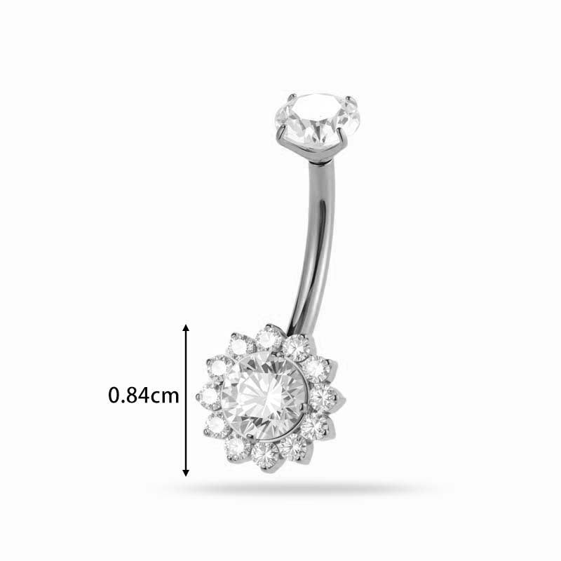 G23/F136 Titanium Flower CZ Internally Threaded Belly Button Ring – Stylish Navel Piercing Jewelry