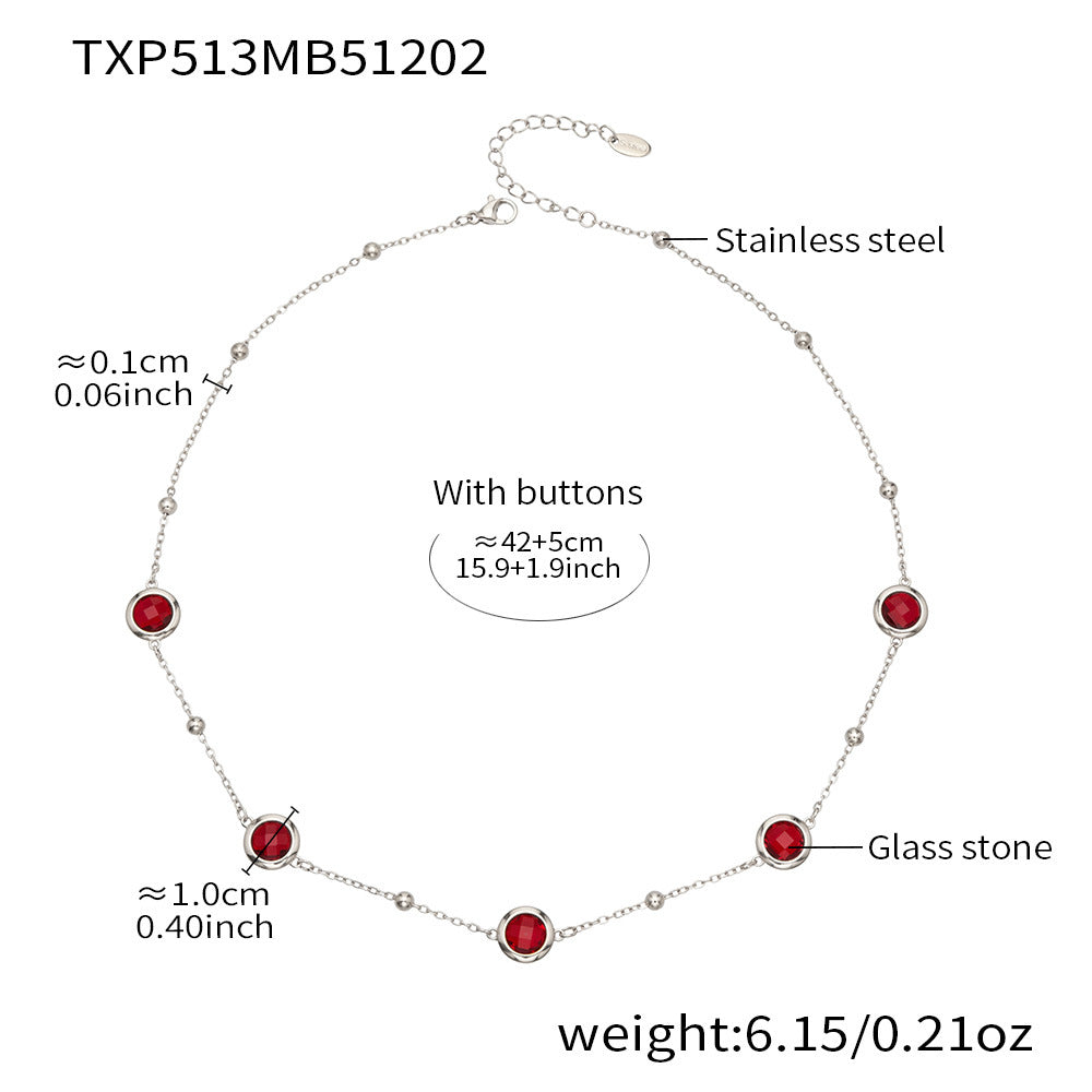 Candy Color Glass Stone Jewelry Set – Stainless Steel Necklaces, Bracelets & Earrings