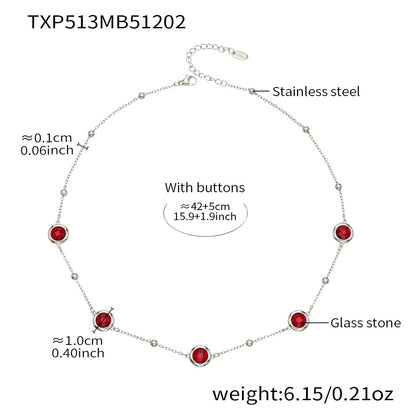 Candy Color Glass Stone Jewelry Set – Stainless Steel Necklaces, Bracelets & Earrings