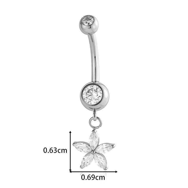 G23/F136 Titanium Internally Threaded Dangle Navel Ring with Zircon Charms — Butterfly, Moon, Flower, Heart & Snake Designs | Hypoallergenic Belly Button Piercing Jewelry