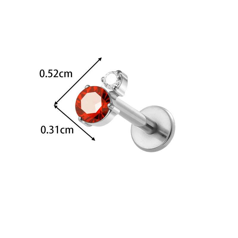 Implant Grade ASTM F136 Titanium Threadless Push Pin Zircon Geometric Flat Back Stud | Cartilage Helix Tragus Lip Piercing Jewelry