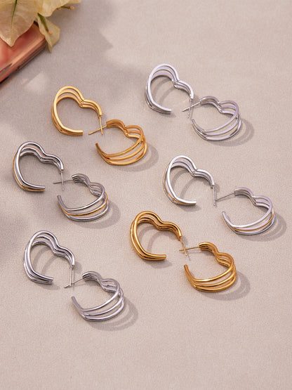 Twisted Multi-Strand Stainless Steel Hoop Earrings – Modern Geometric Fashion Jewelry Set