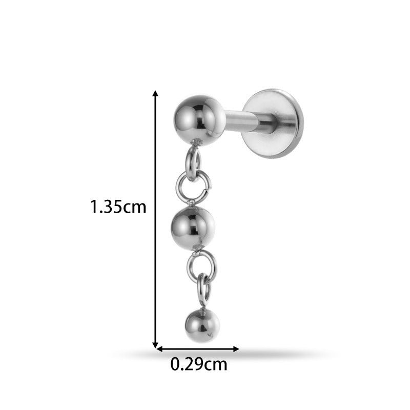 Implant Grade ASTM F136 Titanium Teardrop Moon Geometric Flat Back Stud | Internal Thread Labret | Cartilage, Helix, Lip Piercing Jewelry