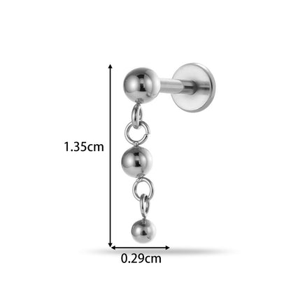 Implant Grade ASTM F136 Titanium Teardrop Moon Geometric Flat Back Stud | Internal Thread Labret | Cartilage, Helix, Lip Piercing Jewelry