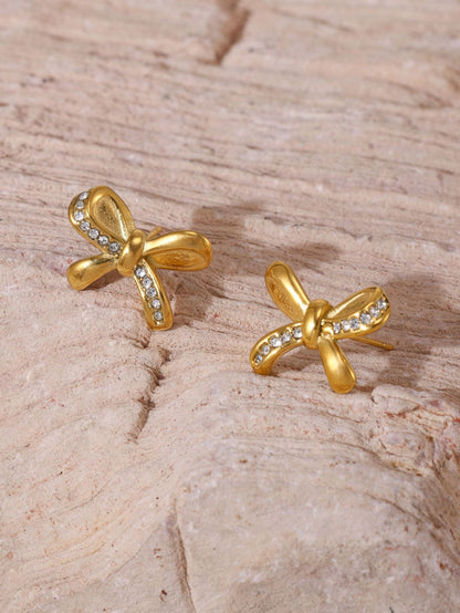 Stainless Steel Butterfly Earrings Rhinestone & Glass Stone Fashion Earrings