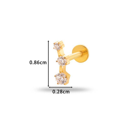 G23/F136 Titanium Internally Threaded CZ Flat-Back Cartilage Stud Earrings – Hypoallergenic Piercing Jewelry for Helix, Tragus, Conch & Lobe