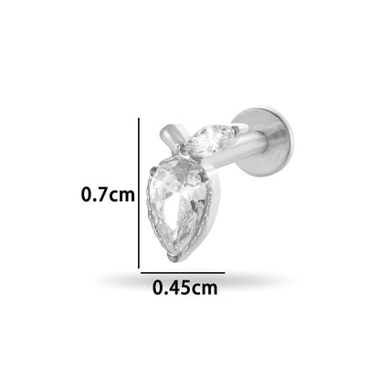 G23/F136 Titanium Internally Threaded CZ Flat-Back Cartilage Stud Earrings
