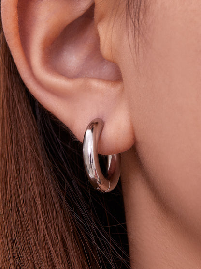 Statement Stainless Steel Hoop Earrings – Bold Geometric Circle Earrings, Modern Minimalist Jewelry for Women