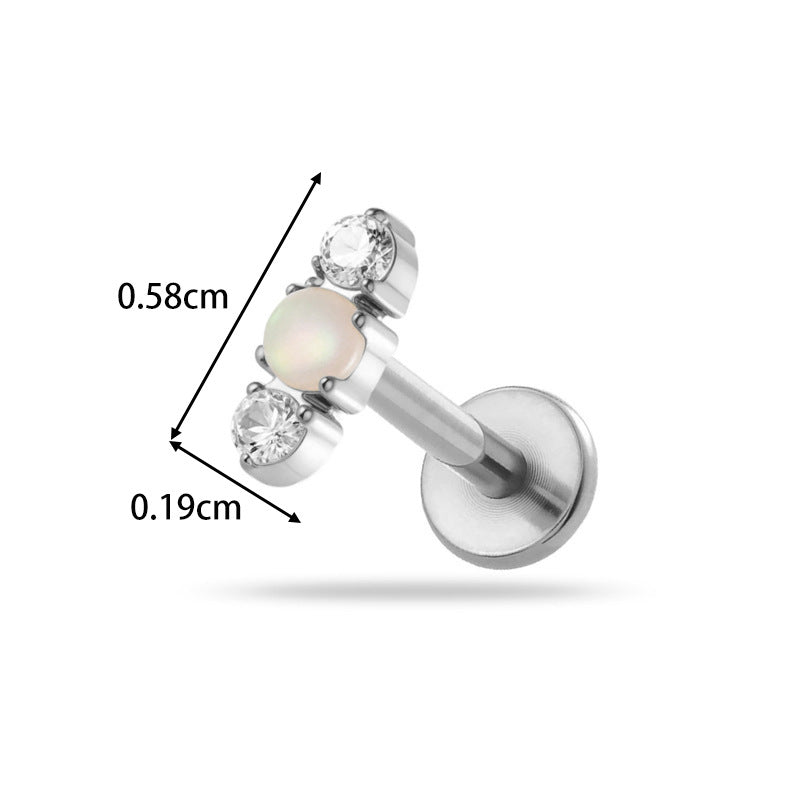 Implant Grade ASTM F136 Titanium Threadless Push Pin Zircon Flat Back Stud | Minimal Helix Cartilage Tragus Lip Piercing Jewelry
