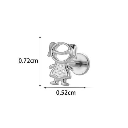 G23/F136 Titanium Internal Thread Lip & Cartilage Moon Stud