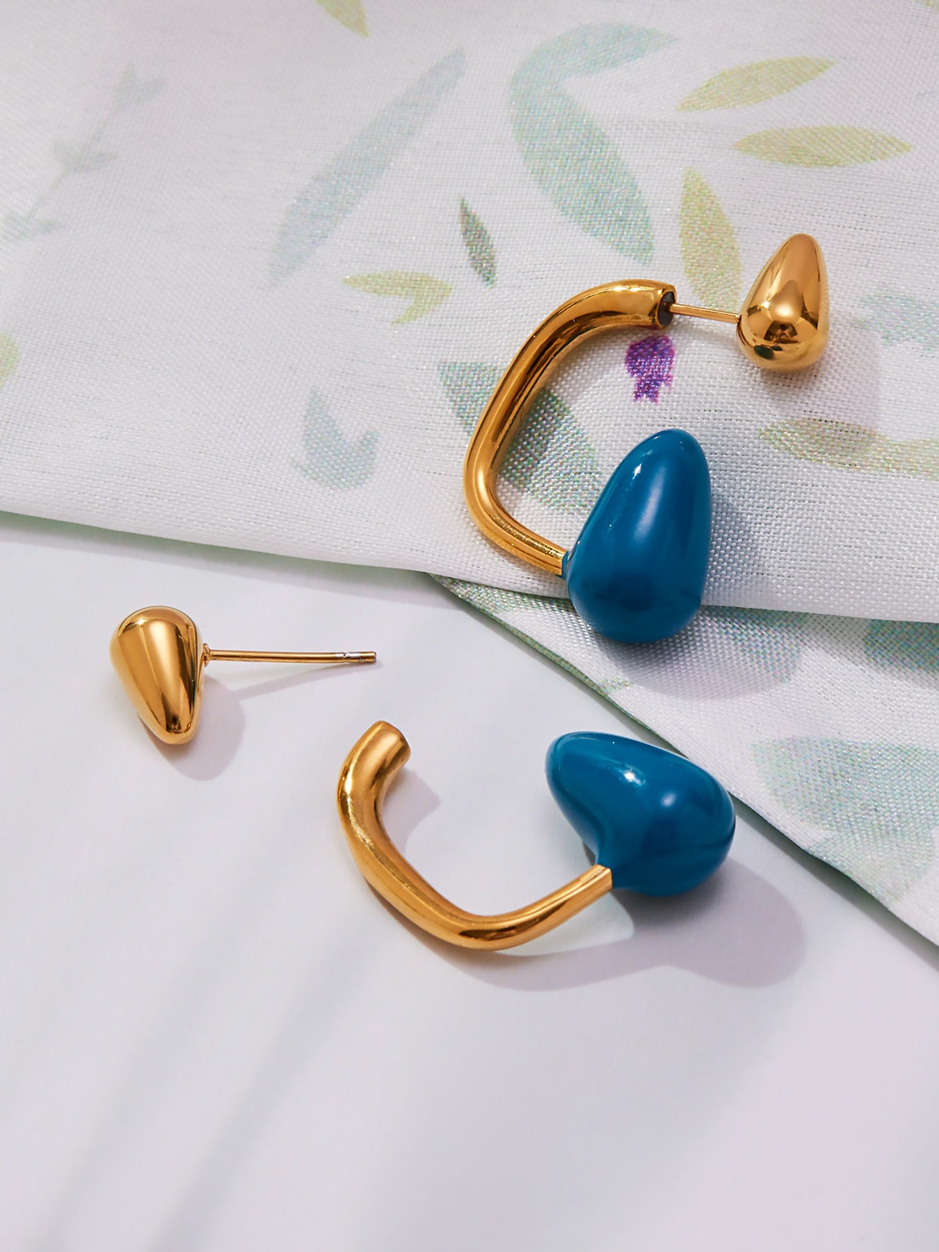Stainless Steel Enamel Water Drop Earrings – Multicolor Teardrop Studs | Trendy Statement Earrings | WANTI Jewelry