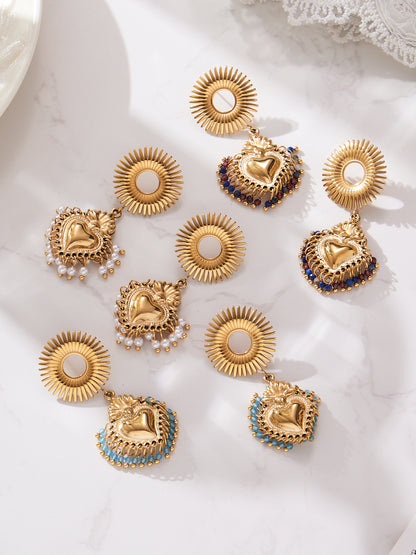 Stainless Steel Strawberry & Sunflower Jewelry Set – Necklace · Bracelet · Earrings