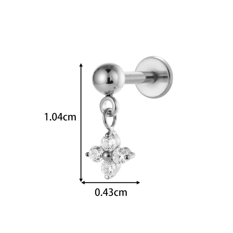 Implant Grade ASTM F136 Titanium Threadless Push Pin Sun Zircon Flat Back Stud | Geometric Helix Cartilage Tragus Lip Piercing Jewelry