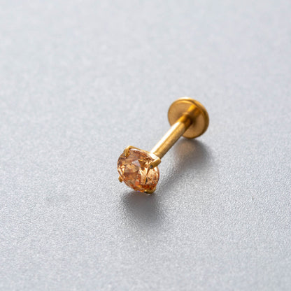 Minimalist Titanium Cartilage Barbell with Zircon – Hypoallergenic Piercing Jewelry