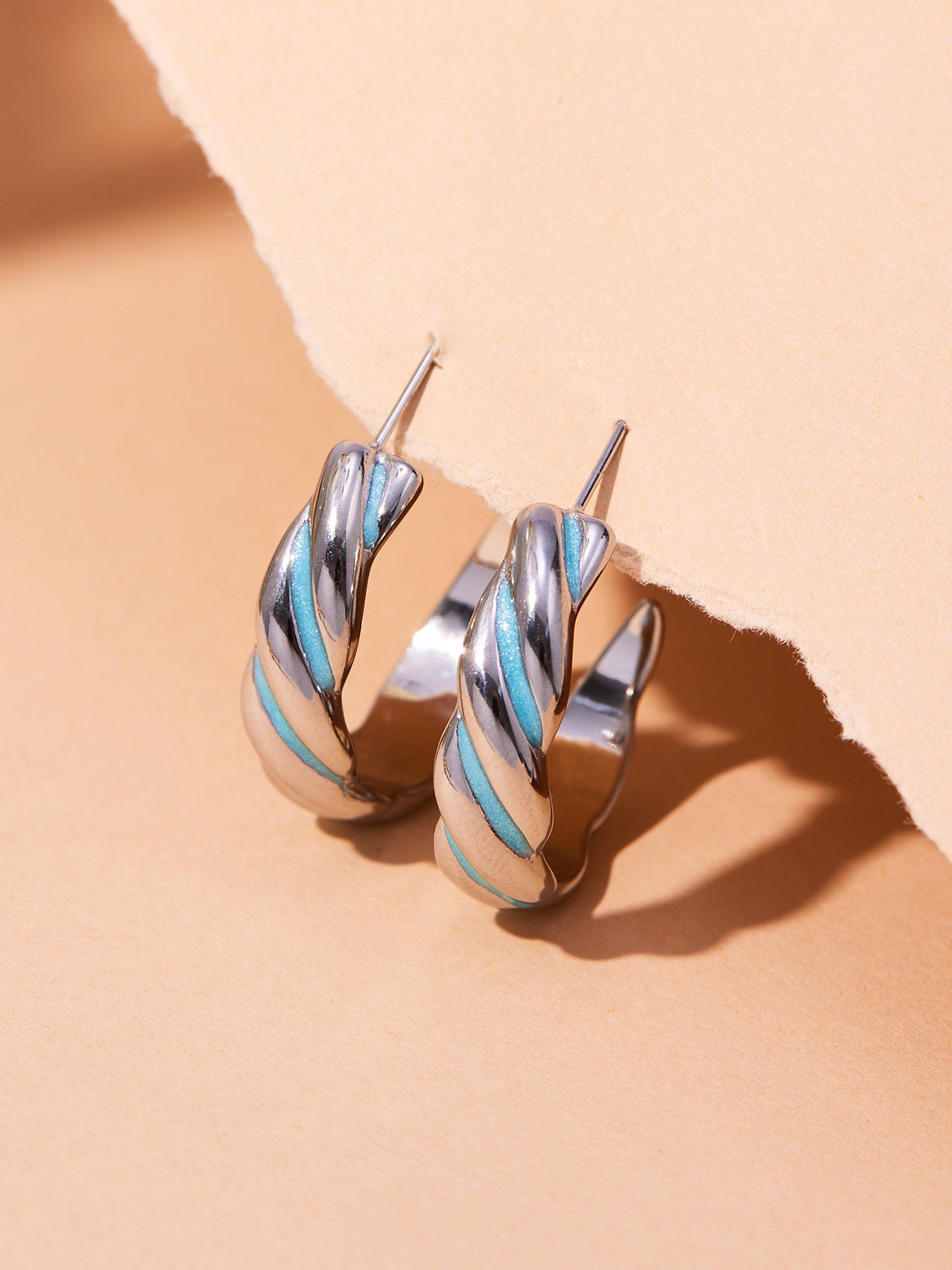 Stainless Steel Spiral Drop Earrings with Enamel Drip – Modern Colorful Twist Hoop Earrings for Women | WANTI Jewelry