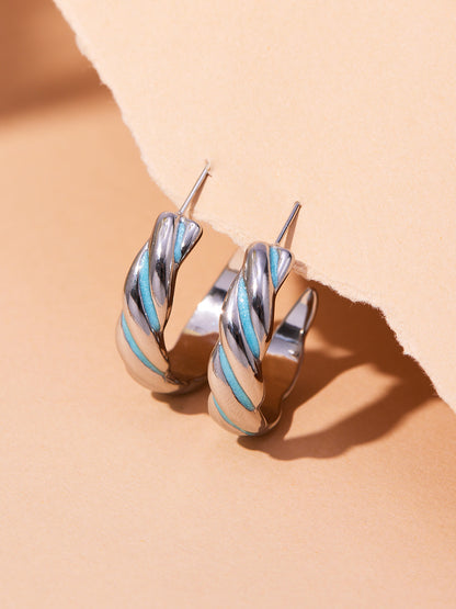 Stainless Steel Spiral Drop Earrings with Enamel Drip – Modern Colorful Twist Hoop Earrings for Women | WANTI Jewelry