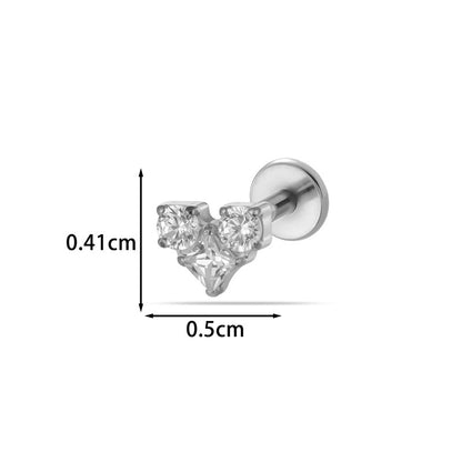 G23/F136 Titanium CZ Heart Flower Carousel Internal Thread Lip & Cartilage Stud | 10 Styles