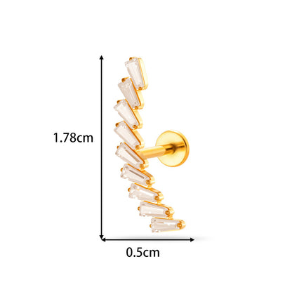 G23/F136 Titanium Zircon Piercing Studs | Internally Threaded Lip Labret & Cartilage Jewelry for Sensitive Skin