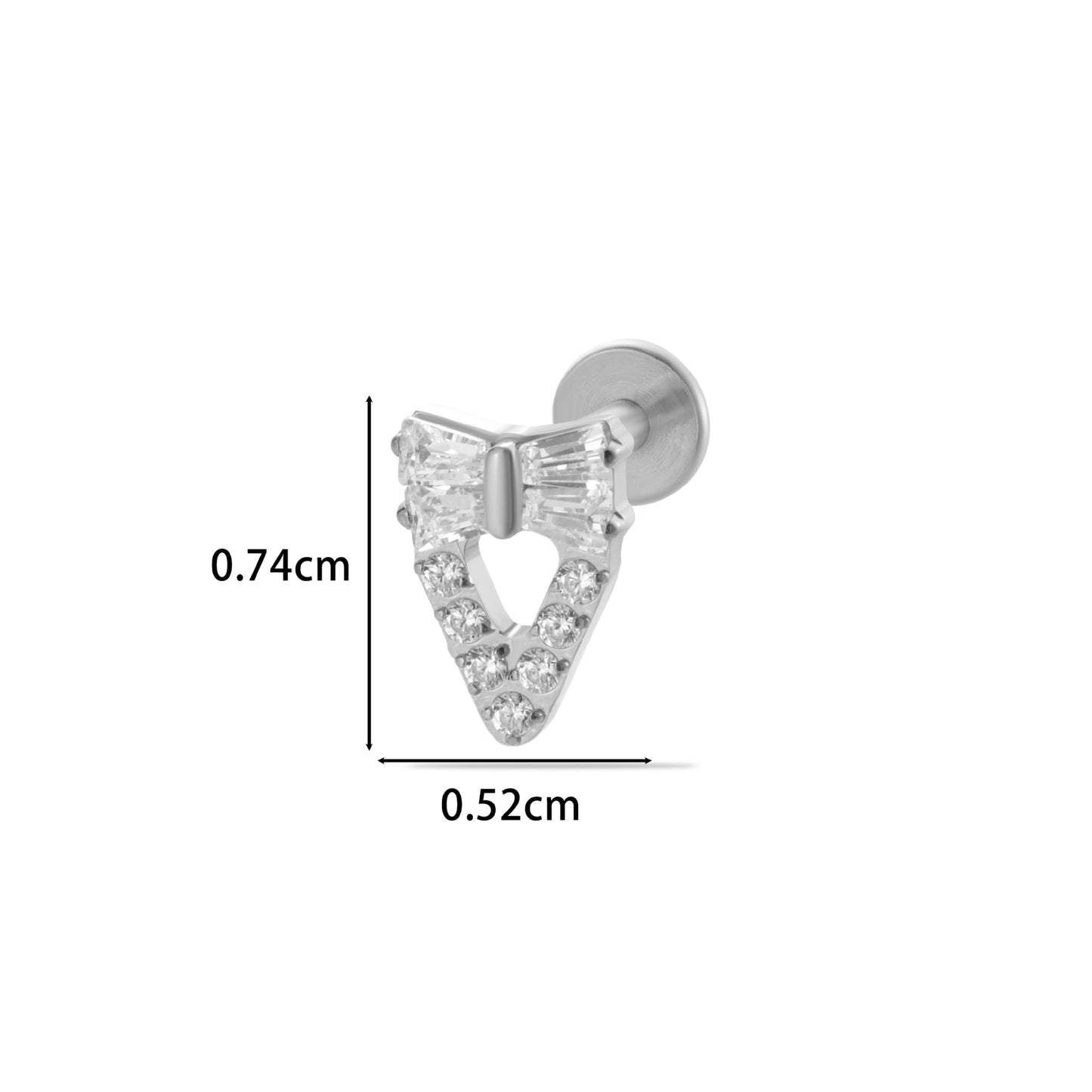 F136 Titanium Internally Threaded Zircon Labret Stud | High-End Flat Back Cartilage Piercing Jewelry