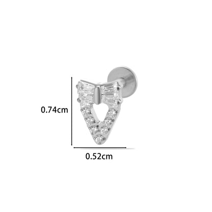 F136 Titanium Internally Threaded Zircon Labret Stud | High-End Flat Back Cartilage Piercing Jewelry