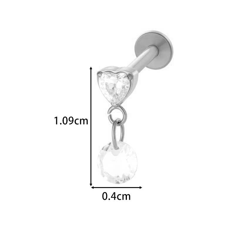 F136 Titanium Internally Threaded Dangling CZ Cartilage Stud – Hypoallergenic Piercing Jewelry