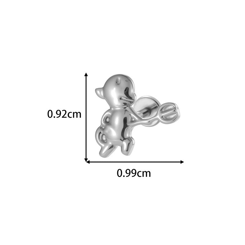 G23/F136 Titanium Internally Threaded Flat Back Lip Studs Cactus Star Flower Piercing Jewelry – Hypoallergenic Cartilage Earrings for Daily & Professional Use