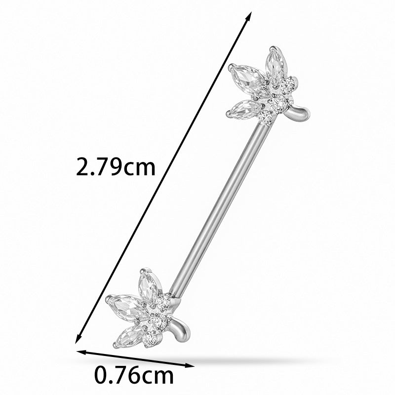 G23 Titanium Nipple Ring with CZ Gem | F136 Implant Grade Barbell Piercing Jewelry