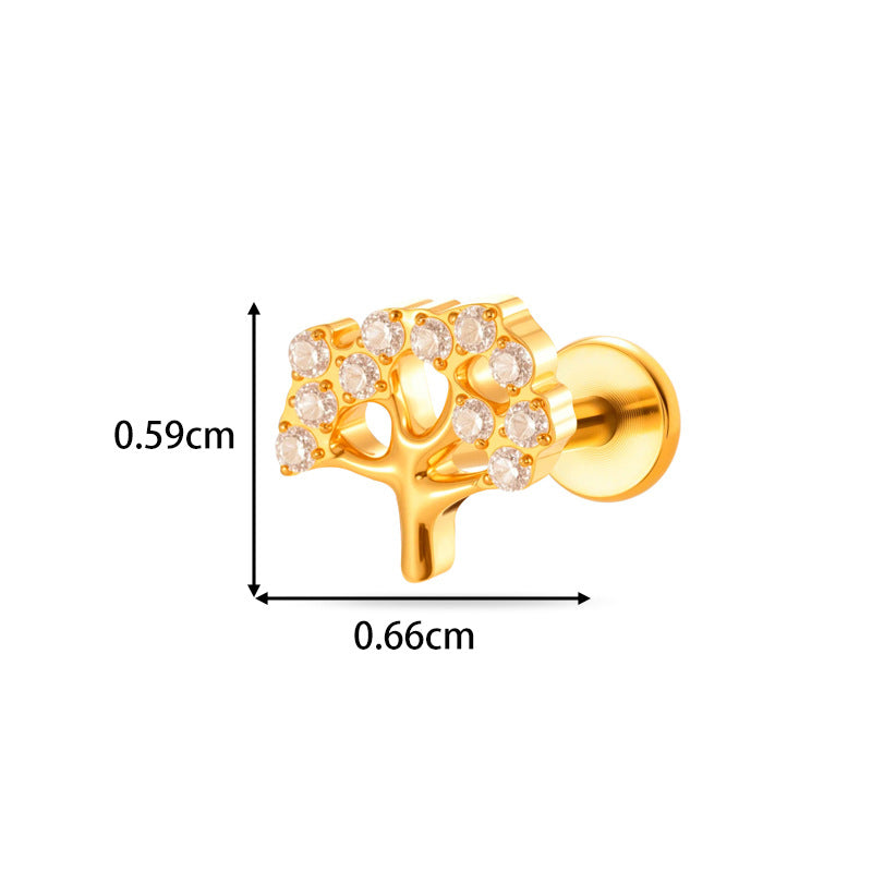 G23/F136 Titanium Internally Threaded Zircon Piercing Jewelry Lip Stud & Cartilage Earring – Elegant Sparkle Design, 1.2×8mm Rod, Gold & Silver